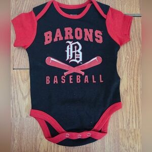 MiLB Birmingham Barons Baby Bodysuit 0-3M One Piece Red Black NWOT Baseball